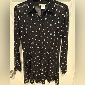 Black Polka Dot Long Sleeve Dress
